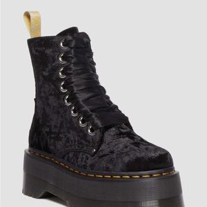 Dr. Martens Black Velvet Lace Up Boots